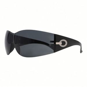 Nouveauté Lunettes de soleil sport style années 2000 avec diamants, verres monobloc UV400 Y2K, style punk pour femme - Product Image 3