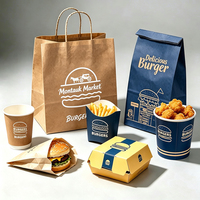 Sac en papier personnalisé pour emporter, pour poulet frit, burger, poisson et frites, emballage alimentaire pour les en-cas de rue, pour la restauration rapide