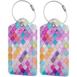 Fashion Color Printed Leather Luggage <b>Tags</b> Novelty Travel Suitcase Boarding ID Card Holder with <b>Key</b> Chains Promotion Gifts - Product Image 3