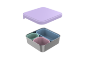 Boîte à sandwich en acier inoxydable à 3 compartiments, anti-fuite, compatible micro-ondes, capacité de 900 ml, couvercles réutilisables, boîte à lunch pour la préparation des repas, chauffable