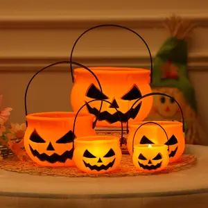 Groenearth Halloween Oranje Plastic Truc Of Traktatie Pompoen Lantaarn Decoraties Emmer Emmer Container Snoephouder