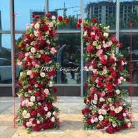 Arche florale de mariage de luxe bordeaux DKB, arche de mariage en soie, arche en forme de corne, toile de fond de mariage pour la décoration d'événements et de fêtes