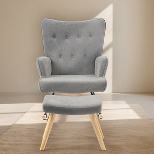 Poltrona a dondolo moderna imbottita con poggiapiedi - Comoda poltrona lounge in tessuto premium per <span class=keywords><strong>soggiorno</strong></span> e camera da letto - Product Image 2