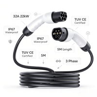 Kabel Pengisian Daya EV 32A 22kW Tipe 2 ke Tipe 2 3 Fasa 2M Bersertifikasi TUV CE IP67 Kabel Pengisi Daya Kendaraan Listrik
