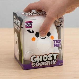 Juguete Blandito Kawaii de Fantasma Divertido, Aprietable, Lazo Blanco/Morado, Juguete Antiestrés de Lenta Recuperación - Product Image 6