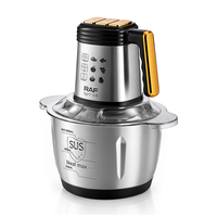 RAF R.3341 Penggiling Makanan Elektrik 500W 5 L Mangkuk Kaca Mangkuk Stainless Steel 3 Kecepatan Set Pisau untuk Daging Bawang Putih Cabai Persiapan Makanan Rumah Tangga