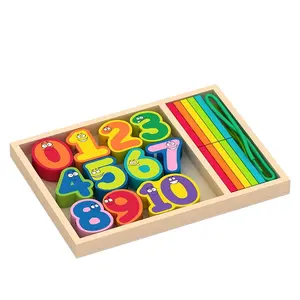 עץ לשרוך 0-10 מספרי מקלות ספירה צעצוע ילדים מתמטיקה למידה צעצועים חינוכיים