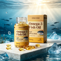 Gélules d'huile de poisson oméga 3 sauvage, marque personnalisée OEM ODM, haute concentration EPA DHA, GMP HALAL, vente en gros