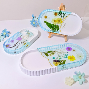 แม่พิมพ์ซิลิโคนทรงกลมลายทาง DM1186 สำหรับทำถาดเก็บของ แม่พิมพ์เรซิ่นอีพ็อกซี่รูปวงรีสำหรับทำจานปูนปลาสเตอร์ ของตกแต่งบ้าน - Product Image 4