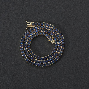 Cadena de Clavícula de Circonio Azul de 4 mm, Brazalete de Circonio de Una Sola Fila, Collar para Parejas Collar Lijing de Moda Tanjing - Product Image 1