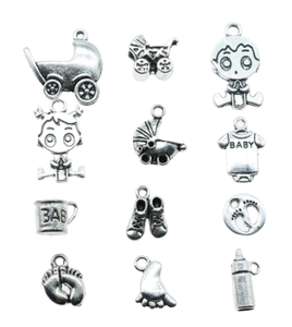 มิกซ์น่ารักขวด<span class=keywords><strong>นม</strong></span>เด็กผู้หญิงมีเสน่ห์ชุบเงินโบราณเสื้อผ้าเด็กจี้ฟุตสำหรับพวงกุญแจ Diy เครื่องประดับ Mak - Product Image 1