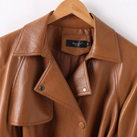 Veste marron slim haut de gamme pour femme en similicuir PU, manteau personnalisé pour l'hiver et le quotidien