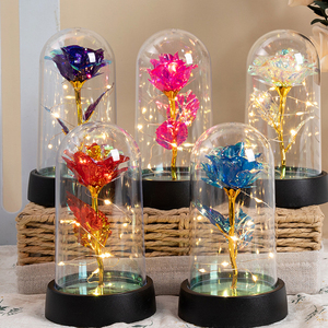 โดมแก้วดีไซน์กุหลาบเคลือบทองพรีเมียม ของตกแต่งบ้านสุดหรู ของขวัญสำหรับวันวาเลนไทน์ วันเกิด หรือโอกาสพิเศษสุดโรแมนติก - Product Image 3