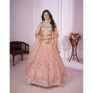 Hermosa Ropa De Boda Lehenga Con Lentejuelas, Hilo, Bordado Badla Zari - Product Image 1