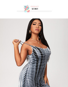 Cộng với kích thước mùa hè giản dị MIDI bên trong trượt váy không tay áo yếm với mực in rửa, lý tưởng như một lớp cơ sở - Product Image 3