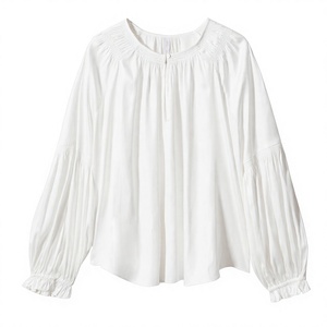 Blusa Casual de Mujer con Rayas, Encaje y Plumas, Manga Corta, Cuello en V, Holgada, Tallas Grandes, Bordada, 100% Algodón, Transpirable, para Verano - Product Image 1