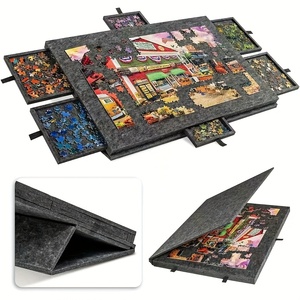 <b>6</b> in 1 Decorative Puzzle Board Tiltable Desk <b>Drawers</b> Holds 1000pcs Home Decor Educational Storage Organizer - Product Image 3
