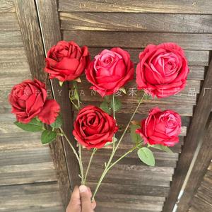 Rosas Artificiales Junheyuan, Rosa de Sueño Dopamina de 3 Cabezas, Flores de Plástico para Decoraciones de Boda, Arreglos Florales DIY - Product Image 2
