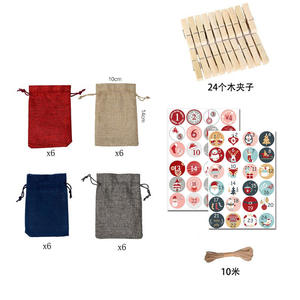 Yiwu กระเป๋าใส่ขนมปังปอกระเจารีไซเคิลได้, กระเป๋าใส่ขนมมีปฏิทินมาคริสมาสต์จำนวน24ใบ - Product Image 5