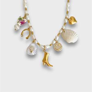 Collier pendentif DIY en forme de fer à cheval, bottes, thème vacances, bord de mer, dopamine, premium, nœud, accessoires transfrontaliers, composants coquillage - Product Image 5