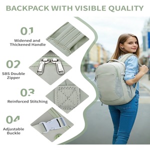 Sac à dos d'affaires pour femme de luxe sur mesure de 17 pouces, fermeture éclair, grande capacité, imperméable, léger - Product Image 2