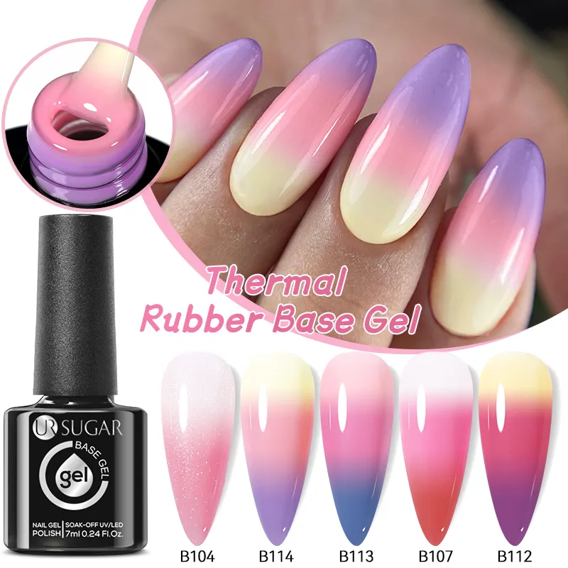 UR SUGAR 2 in 1 Shimmer Thermal Color Rubber Base 2023 nuova temperatura cambia colore Soak Off smalto per unghie Gel UV