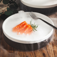 Plat en céramique pour fondue et glace carbonique, idéal pour les restaurants japonais et coréens, idéal pour le sashimi, conception artistique, plat distinctif pour la cuisine moléculaire