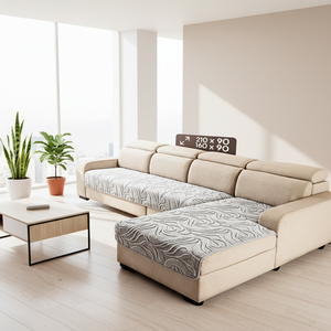 Housse de canapé sectionnel moderne pour salon, en jacquard dentelle avec motif végétal tendance, imperméable, lavable, style uni délicat - Product Image 2