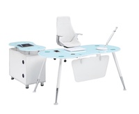 Bureau d'ordinateur en verre trempé moderne en forme de L, vente en gros, usine