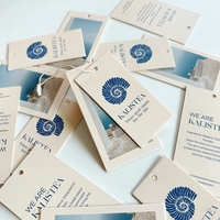 Étiquettes suspendues personnalisées en papier recyclé, impression intégrale, pour vêtements de bébé, étiquettes de luxe pour t-shirts et jeans