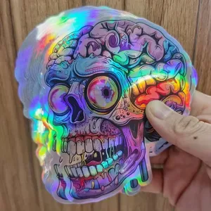 Die Cut Holographic Decal Stickers Your Design Custom Holographic Vinyl Stickers Waterproof For Kids Water Bottle