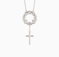 Collier Croix Couronne d'Épines Minimaliste en Acier Inoxydable Plaqué Or et Argent pour Femme - Accessoire Tendance Inspire Jewelry