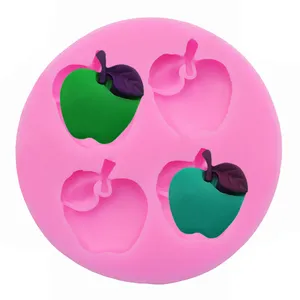 Round 4pcs 3D same lovely apple slice shape silicone mold