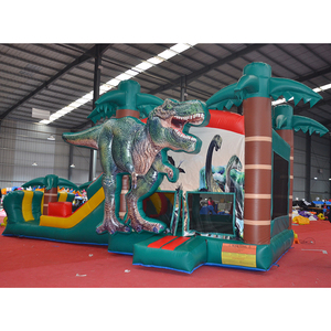 Château gonflable pour enfants avec motifs de dessins animés colorés et bordures arc-en-ciel, idéal pour les fêtes d'enfants en intérieur et en extérieur. - Product Image 1