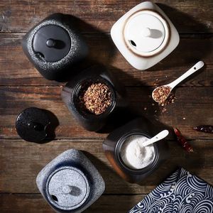 <b>Spice</b> <b>Jar</b> Ceramic Seasoning Box Household Kitchen Supplies Salt Shaker Sugar Bowl Chili <b>Jar</b> Combination <b>Spice</b> <b>Jar</b> Set with Spoon - Product Image 3