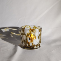 Porte-bougie en verre soufflé à la bouche, moderne, moucheté et coloré, avec points colorés, pour bougies et comme bougeoir