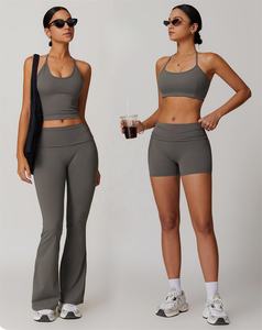 ชุดโยคะสายคล้องคอแบบแน่นด้านหลังแห้งเร็วชุดกีฬาฟิตเนสเอวสูงแบบพับได้สำหรับสันทนาการร้อย - Product Image 6