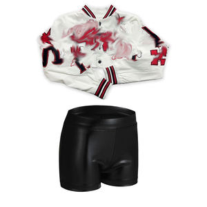 春秋女装短裤套装刺绣裁剪夹克和短裤搭配2件套性感Y2k两件套女装 - Product Image 4