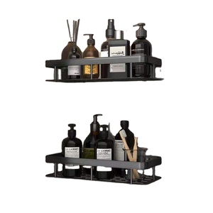 Bathroom Rack Toilet Wall Perforated / Punch-free Black Rectangular <b>Storage</b> - Product Image 1