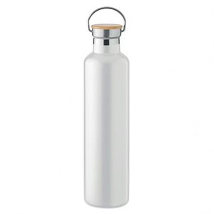 Bouteille isotherme en acier inoxydable 1L personnalisée avec logo promotionnel, couvercle en bambou, poignée métallique, pour le sport, la remise en forme, les activités de plein air, cadeau - Product Image 5