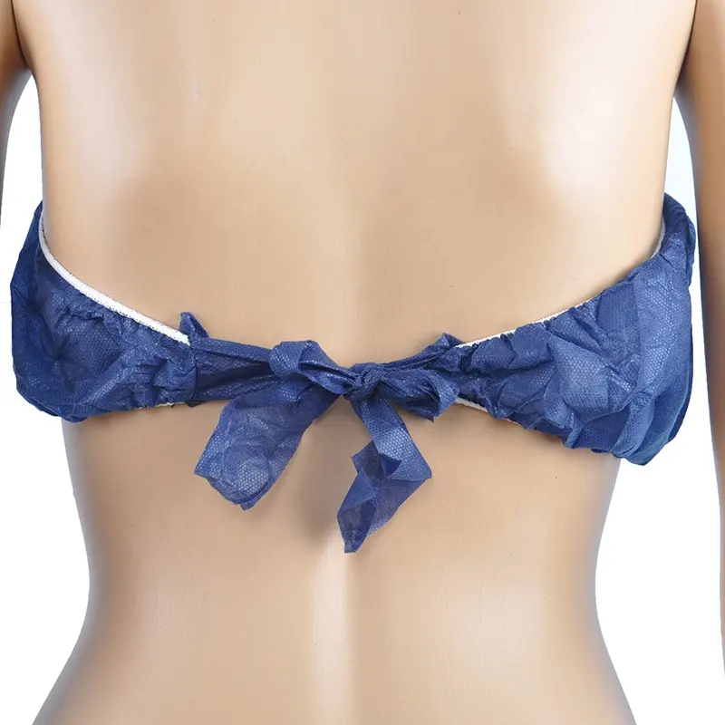 JUENYA Dark Blue Massage Spa Salon Polypropylene Bras Disposable Strapless Bra with String Tie