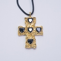 Collier tendance pour femme, style européen et américain, croix martelée en cuivre 18K avec pendentif zircon, chaîne bambou, bijoux inaltérables
