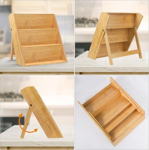 Vente chaude <span class=keywords><strong>3</strong></span> <span class=keywords><strong>niveaux</strong></span> bambou épices étagère escalier bocal en verre avec support en bambou ensemble pour tiroir de rangement de cuisine - Product Image 5