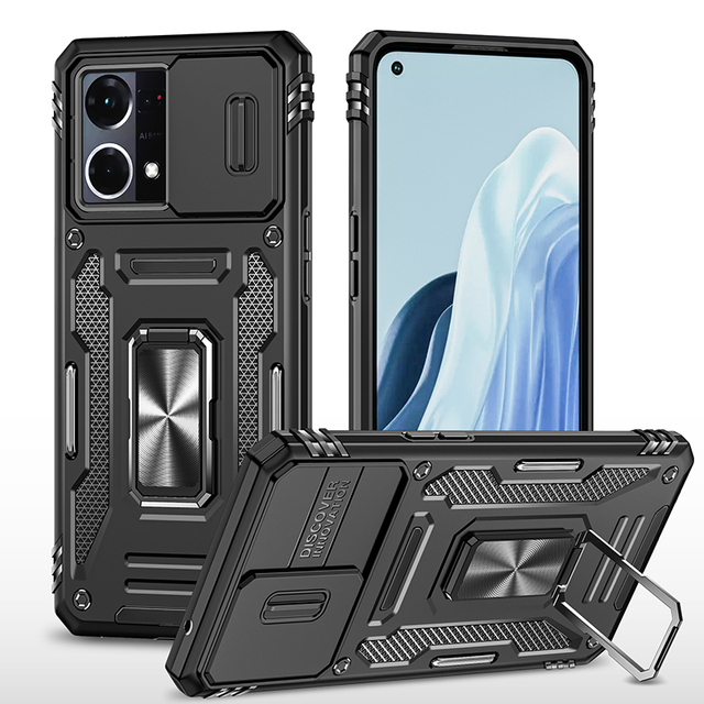New Product Tpu+Pc Hybrid Car Magnetic Kickstand Shockproof Phone Case for OPPO Reno 7 Cover