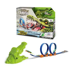 Ept venda crocodilo cenário catapulta, pista, liga, carro de corrida, estrada, brinquedo, crianças, corrida diecast brinquedos, pista, carros, conjuntos