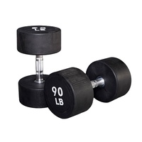Haltères commerciaux en caoutchouc pour musculation, poids libres pour salle de sport à domicile, de 5 à 100 lb, haltères ronds