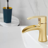 Robinet de lavabo moderne en acier inoxydable, monocommande, à poser sur le comptoir, avec mitigeur céramique or pour eau chaude et froide