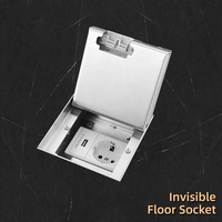 Prise de sol encastrée en marbre 105 EUR avec panneau métallique en acier inoxydable, 16A, USB-A, Type C, option RJ45, boîtier de prise de sol encastré CE