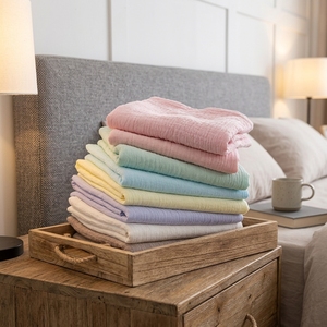 Tissu Mousseline Froissée Double Couche en <span class=keywords><strong>Coton</strong></span> Biologique Peigné 40*40 108*84 120GSM pour Doublure <span class=keywords><strong>de</strong></span> Vêtements <span class=keywords><strong>de</strong></span> Bébé et Chemises - Vente Chaude - Product Image 1