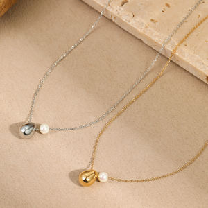 Avrupa ve amerika dayanıklı Trendy yüksek kalite paslanmaz çelik damla top kabuk inci kolye kolye kadınlar için hediye - Product Image 2